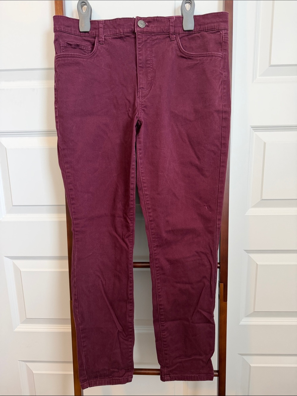 LOFT Straight-Leg Jeans in Deep Burgundy